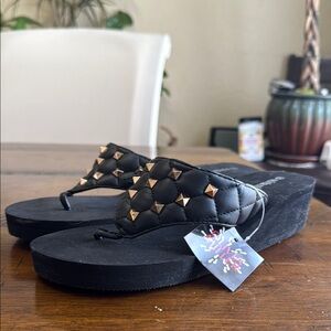 Olivia Miller Black Studded Sandals